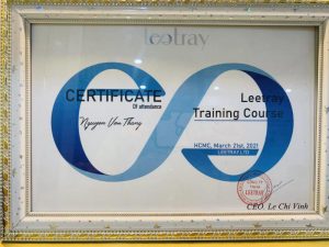 Chứng chỉ hoàn thành khóa huấn luyện niềng răng Leetray