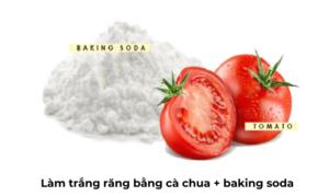 Làm trắng răng bằng cà chua + baking soda